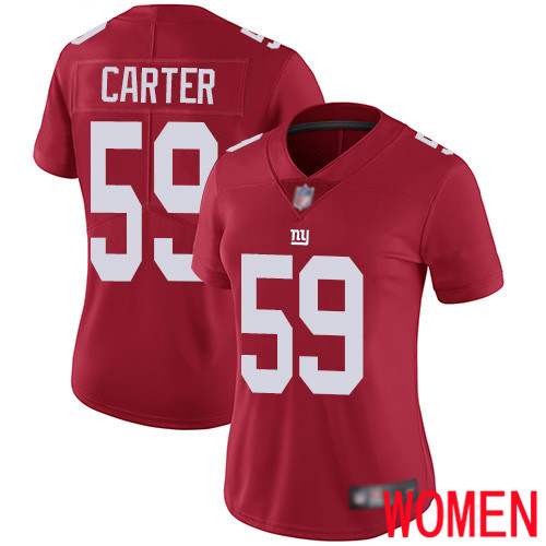 Women New York Giants 59 Lorenzo Carter Red Limited Red Inverted Legend Football NFL Jersey